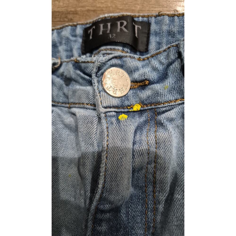 THRT Denim Jeans Men's Size 32 Light Wash Graphic Distressed Streetwear Y2K - Picture 12 of 16